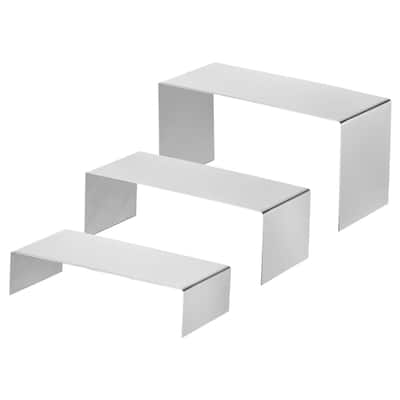 Purse Display Stand 3 Pack Jewelry Display Riser Metal Shoe Rack - Silver