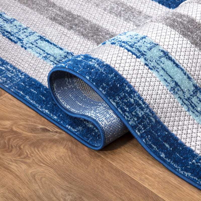 Abani Rugs HAM240A Blue Grey Multi Rectangle Area Rug