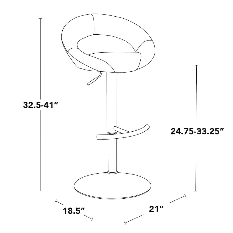 Silver Orchid Poppy Adjustable Bar Stool with Rounded T Footrest (Set of 2)