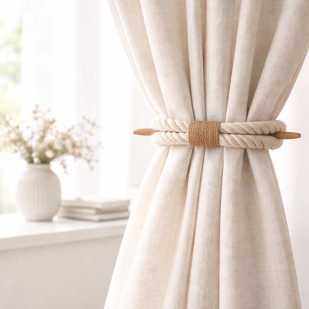 Twisted Curtain Tiebacks with Wooden Stick 9.5 in