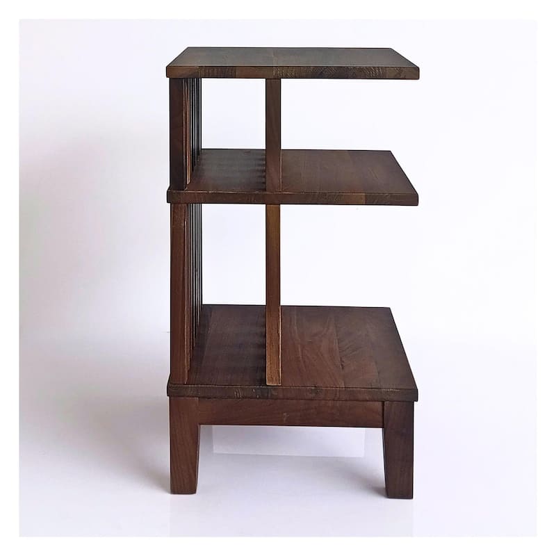 Dark Walnut Hardwood Nightstand Side Table End Table - Unique Scandinavian Design