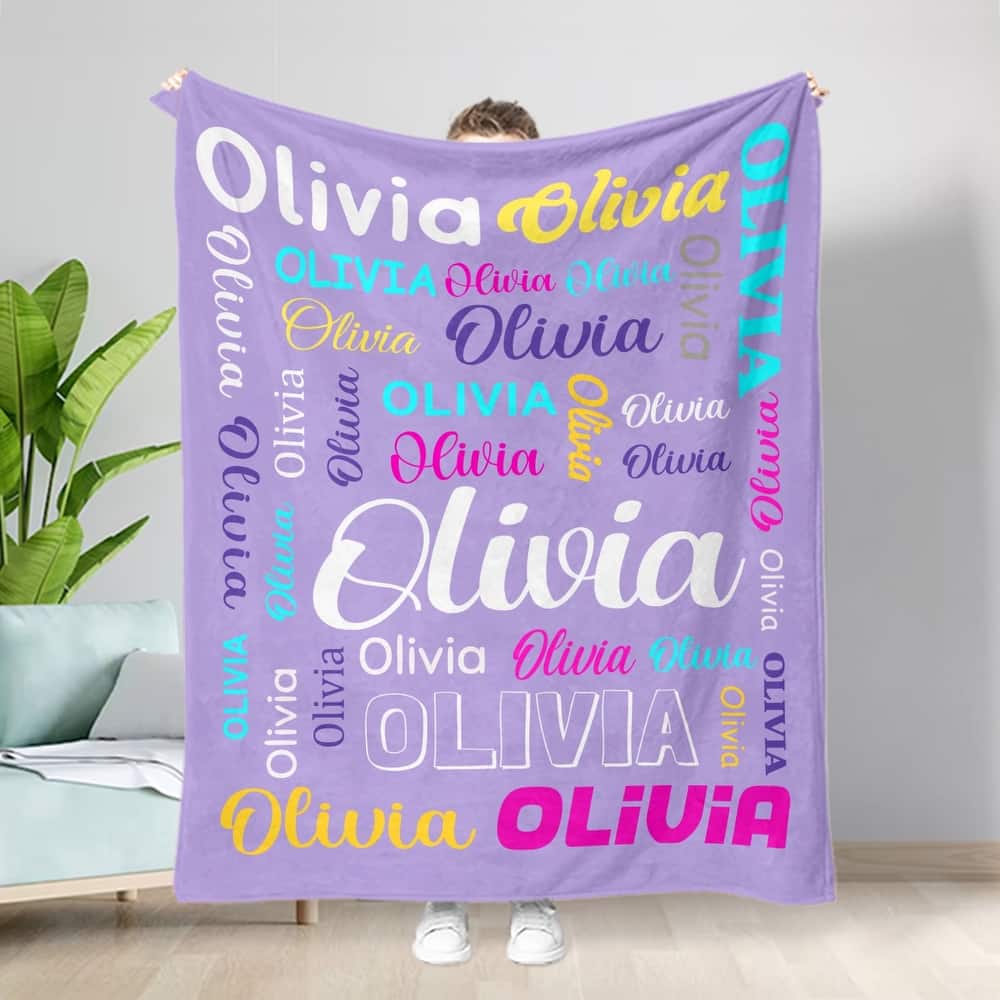 Personalized Blankets and Throws Custom Blanket with Name Customized Flannel Blanket for Kids