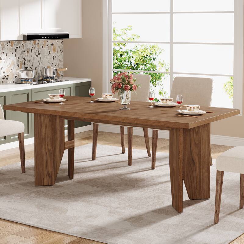 63" Dining Table for 4-6, Farmhouse Rectangular Kitchen Table - N/A