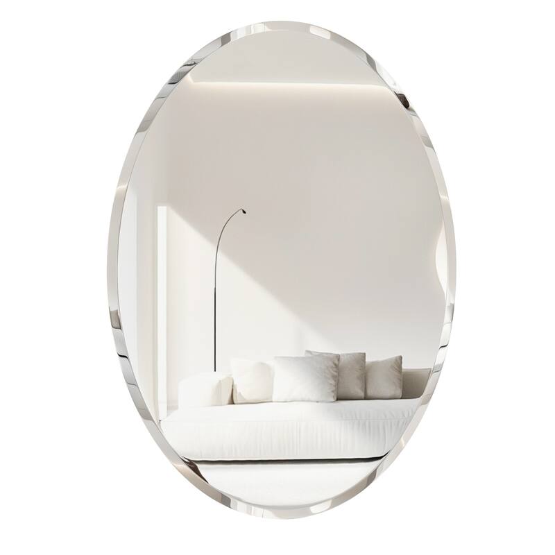 Frameless Bathroom Mirror Wall Mounted Modern Stylish Design with Contemporary Bevelled Edges