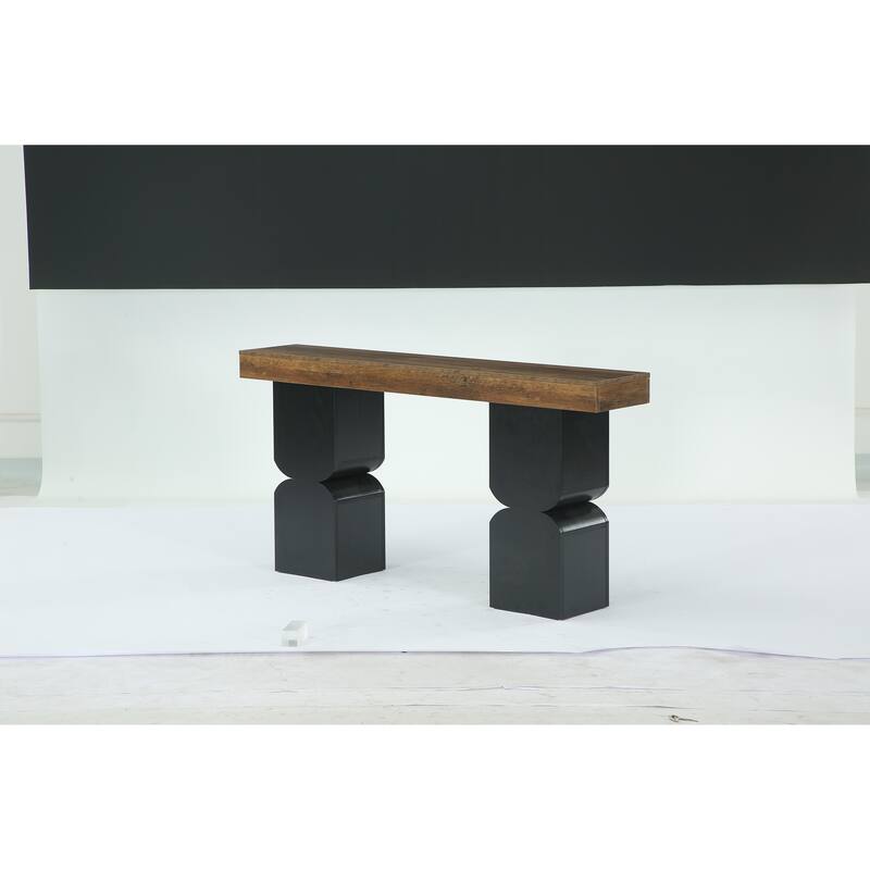Two-tone Wood Console Table for Entryway Living Room - 11.8" D x 63" W x 31.5" H - Brown and Black