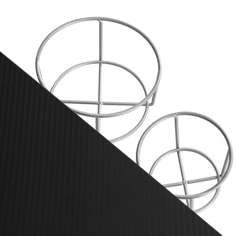 Techni Sport L-Shaped Gaming Desk with Dual Monitor Stands, Carbon Fiber Surface with Retractable Cup Holder, Black