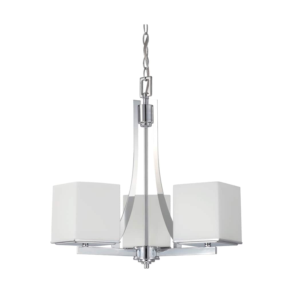 Bento Chrome with Satin White 3-light Chandelier
