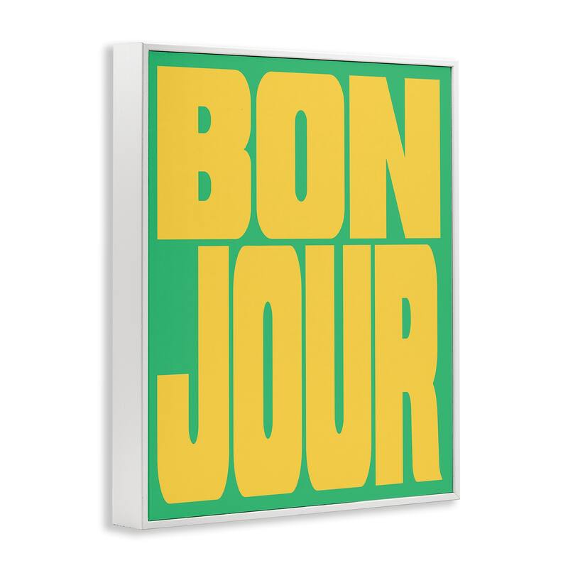 Stupell Bonjour Yellow & Green Framed Giclee Art Design By House of Lulu