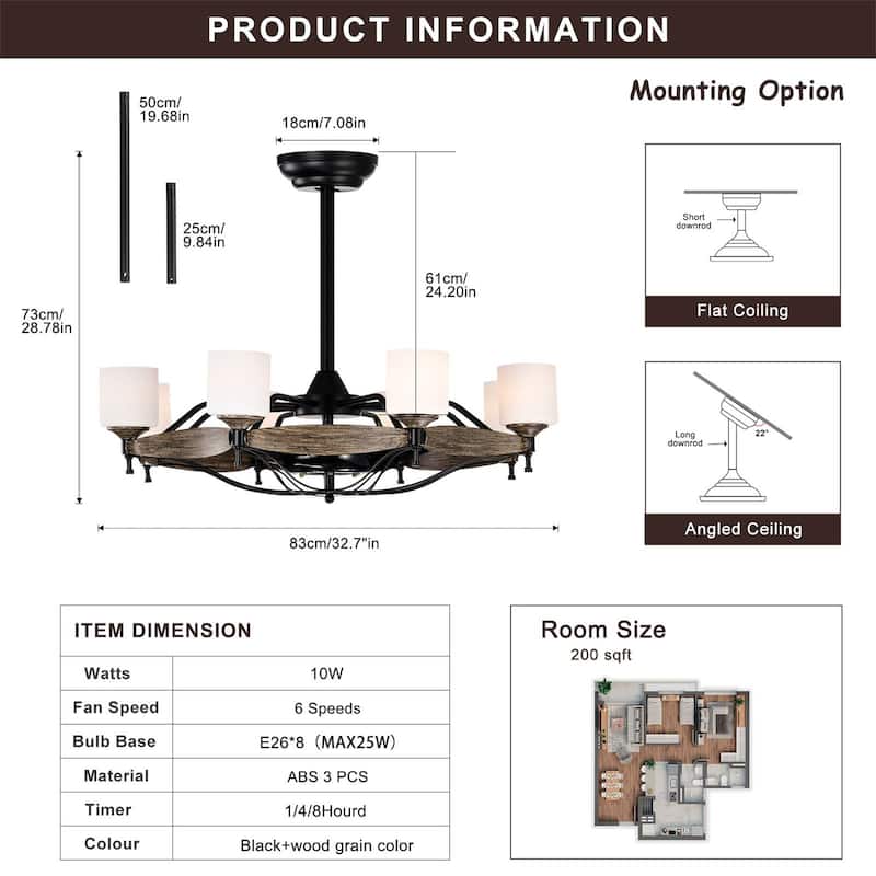 33 inch Chandelier Ceiling Fan