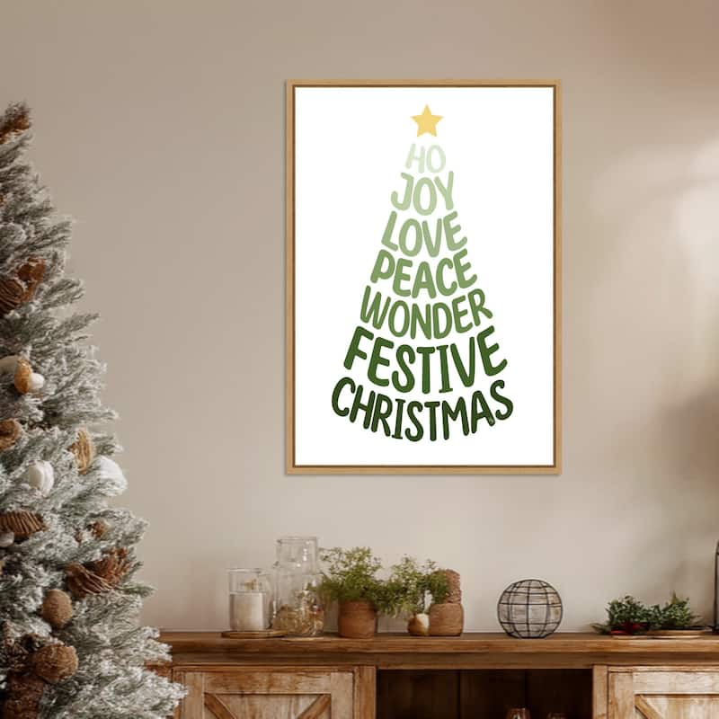 Stylized Christmas Tree by Martina Framed Canvas Wall Art Print