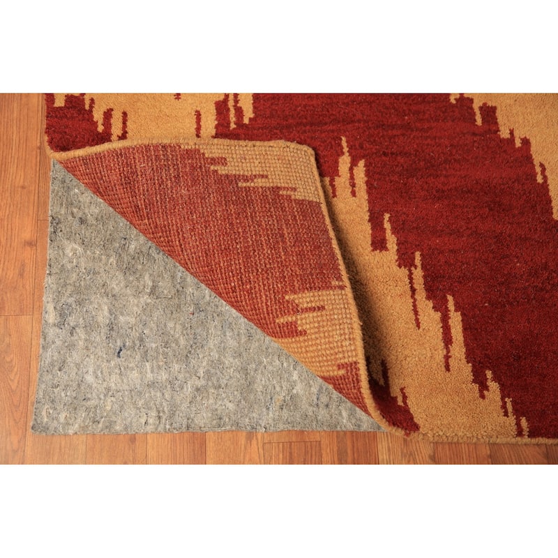 Hand Knotted Oriental 100% Wool Carpet Modern Geometric Red Moroccan Area Rug - 13' 10'' X 10' 0''