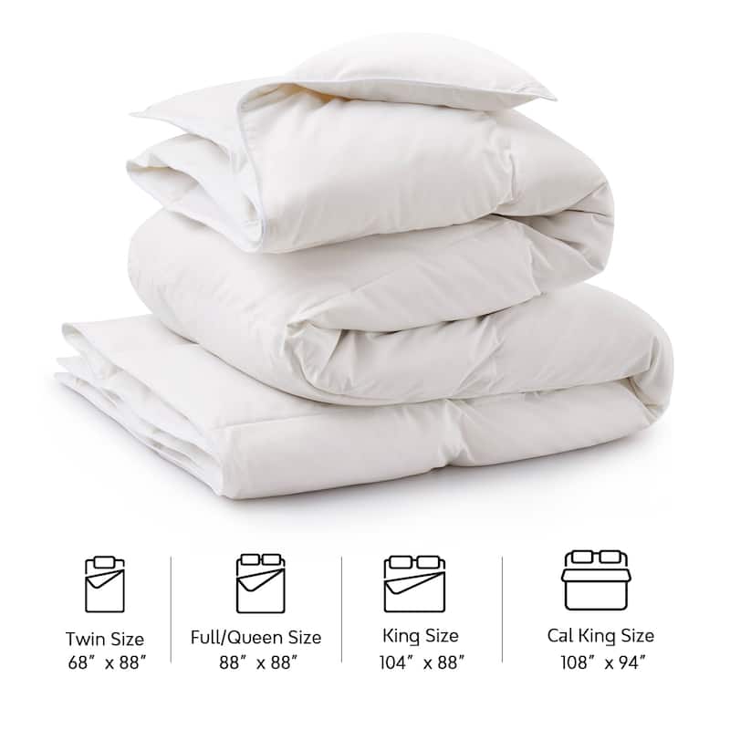 Hotel Luxury Year-round Down Duvet Comforter Solid & Stripe 500 TC Cotton Cover