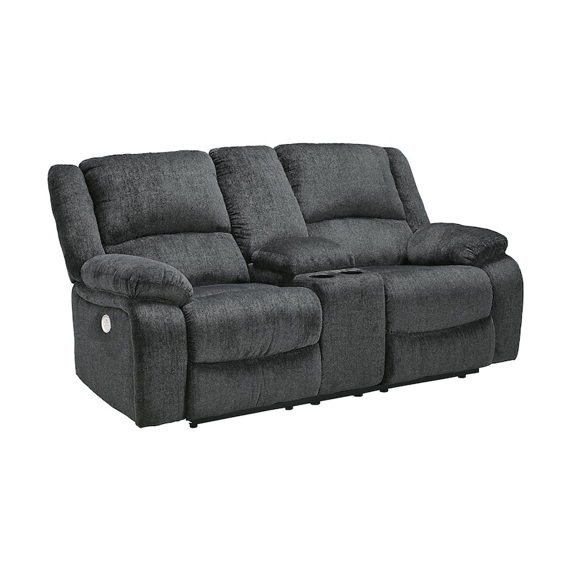 Draycoll Double Power Reclining Loveseat w/ Console, Dark Gray - 40" x 70" x 40"