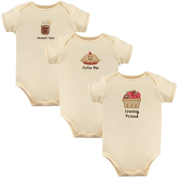 slide 1 of 1, Touched by Nature Organic Cotton Bodysuits 3pk, Strawberries 12-18 Months - Strawberries 3-Pack