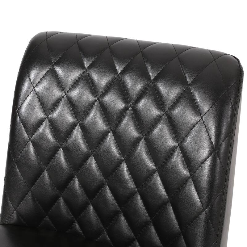 Modern Set of 2 Dining Chairs with Leather Diamond Tufted Back Seat, Metal Legs, Suitable for Bar Counter Dining Room