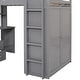 preview thumbnail 8 of 52, Twin/Full Size High Loft Bed with Built-in Desk and Wardrobe, Wooden Loftbed Bedframe with 3 Drawers, for Kids, Teens, Adults