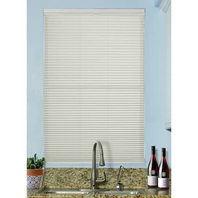 BlindsAvenue Cordless Top Down/Bottom Up Light Filtering Cellular Honeycomb Shade, 9/16" Single Cell, Winter White