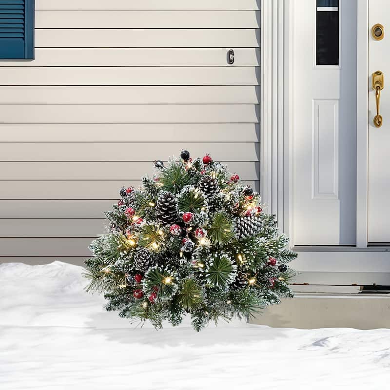 Puleo International 26" Battery-Operated Pre-Lit Urn Filler with 75 Warm White LED Lights with Timer - Green