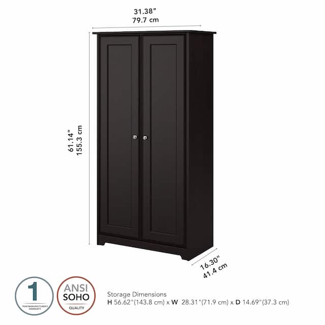 Cabot Espresso Oak Tall Storage Cabinet with Doors