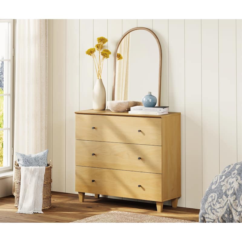 Wood Dresser with 3 Wide Drawers for Bedroom, Kids Room - Oak Wood - 3-drawer