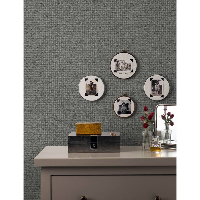 Advantage Surrey Black Basketweave Wallpaper