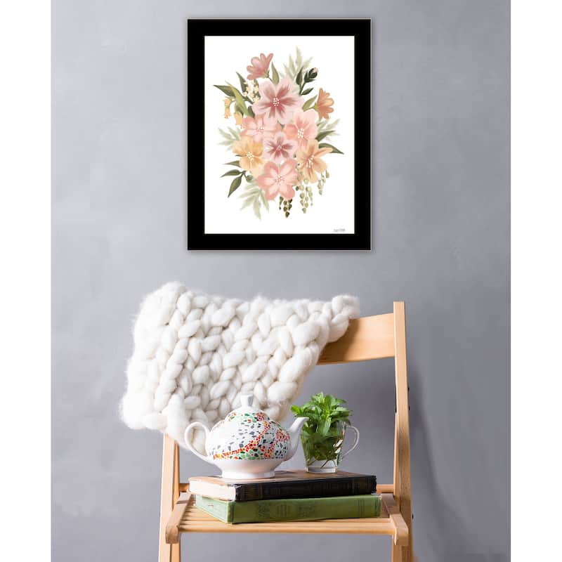 TrendyDecor4U Contemporary "Peachy Petals" Framed Print Wall Art