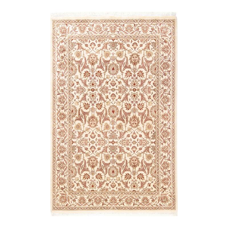 Overton Hand Knotted Wool Vintage Inspired Traditional Mogul Ivory Area Rug - 4 x 6