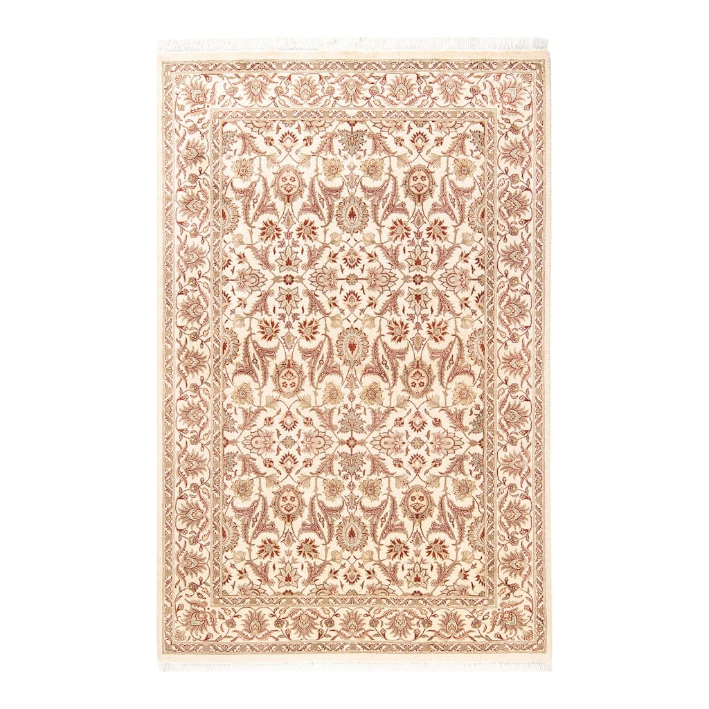 Overton Hand Knotted Wool Vintage Inspired Traditional Mogul Ivory Area Rug - 4 x 6