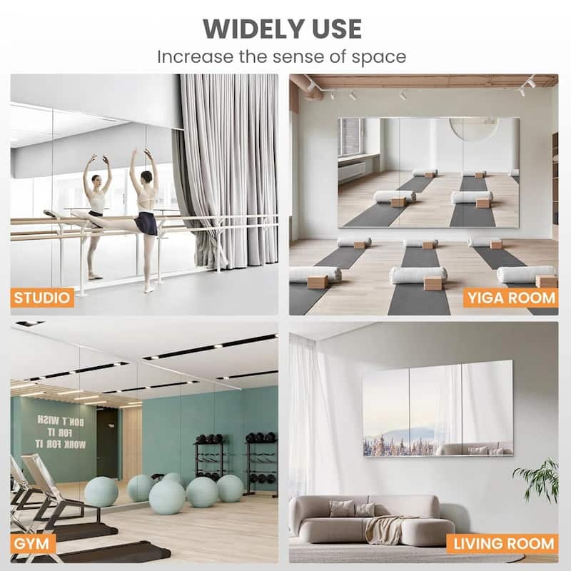 KIOTEE Large Full Length Mirror For Gym, Yoga and Dance Studio