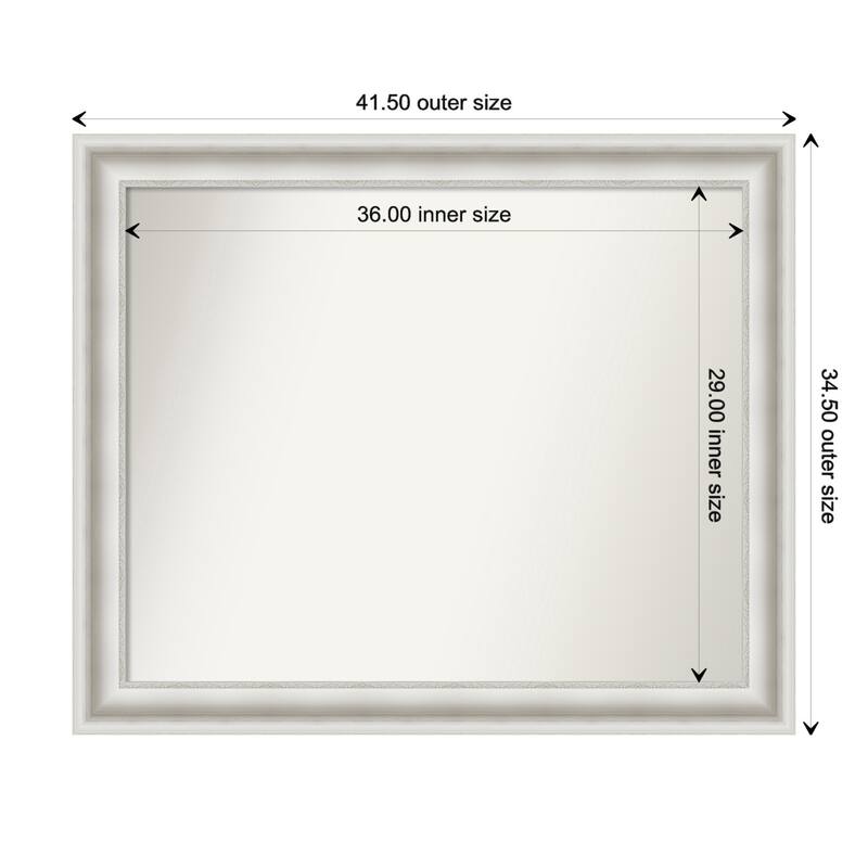 Parlor White Framed Non-Beveled Custom Wall Mirror, Bathroom Vanity Mirror - Outer Size: 41.5 x 34.5