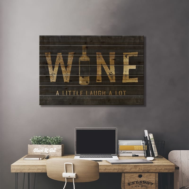 Golden Wine Print On Wood by Natalie Carpentieri - Multi-Color