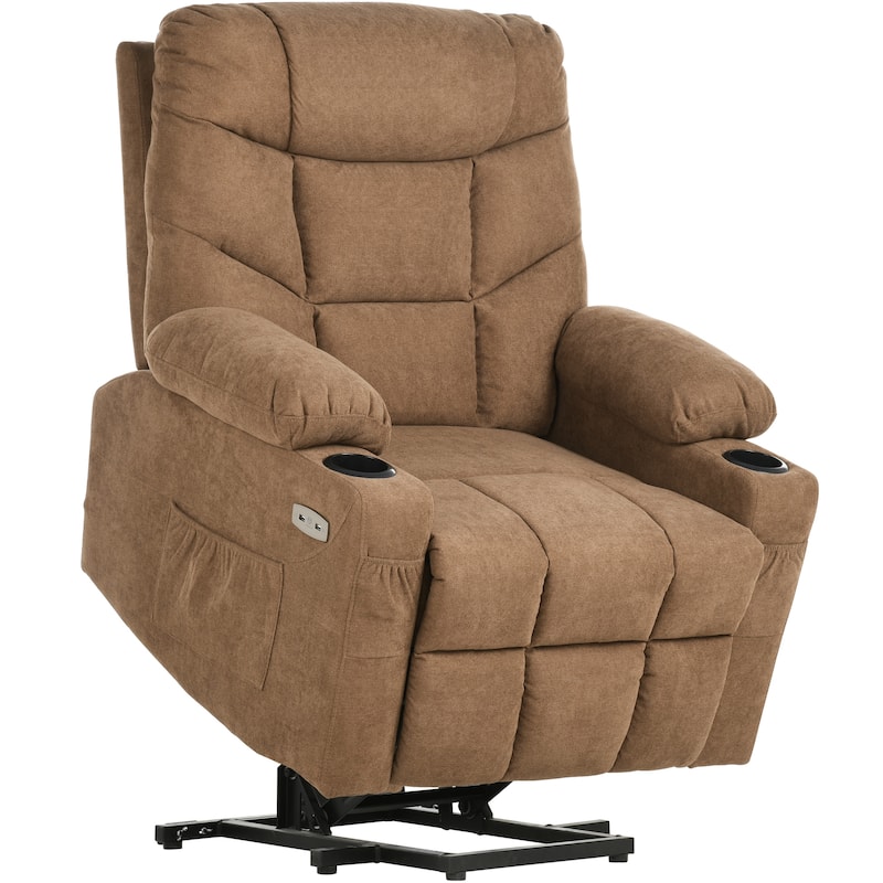 Modern Massage and Heating Recliner Sofa Chair - Fabric-Brown