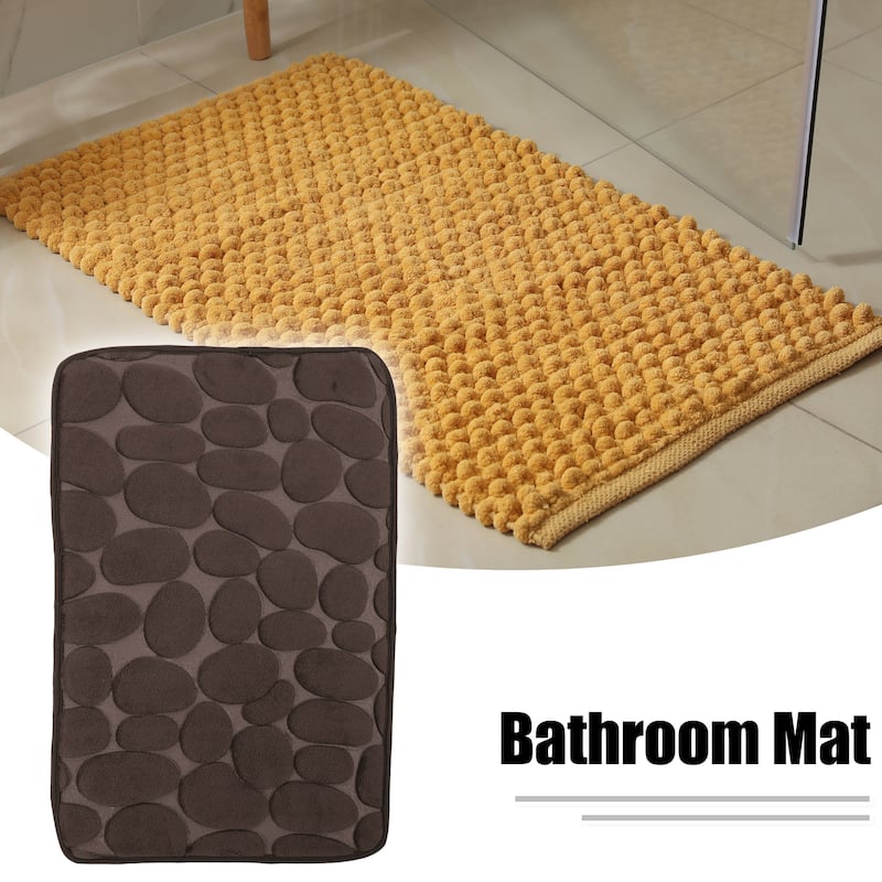 Non-Slip Bathroom Rugs, Polyester Bath Mat, Machine Washable Brown Cobblestone Pattern 23.62"x15.75" - Brown - 23.62"x 15.75"