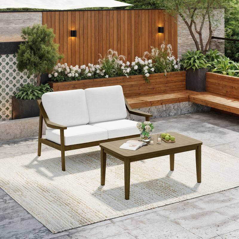 Outdoor Patio Wood Bistro Set/Loveseat Set