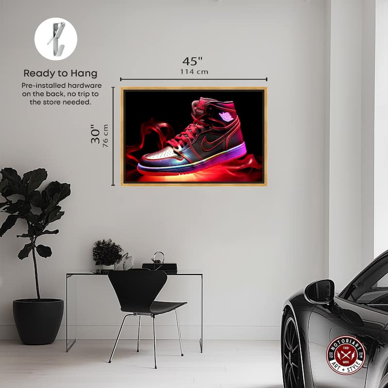 Notoriart Flaming Hot Sneaker Ii Framed Sneaker 1 Piece Canvas Wall Art