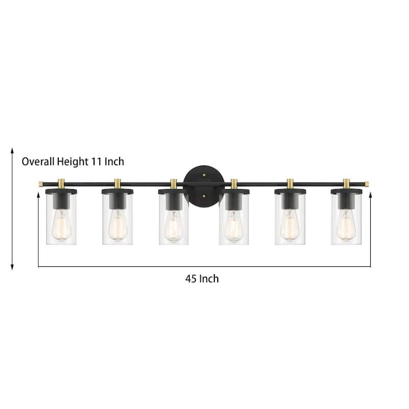 Decatur Modern Farmhouse Black/ Gold Bathroom Vanity Light with UL Certified