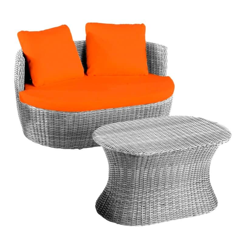 Romantic Collection outdoor 2-piece Bistro Set - Grey Frame Orange Cushion