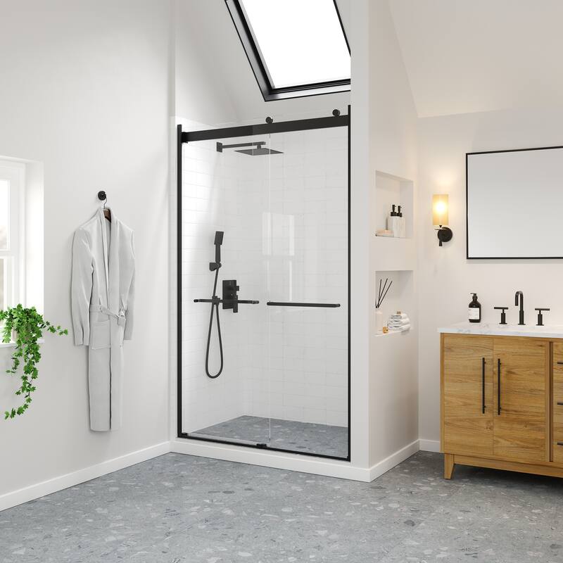 Eviva Orbit Sliding Frameless Shower Door with Tempered Glass