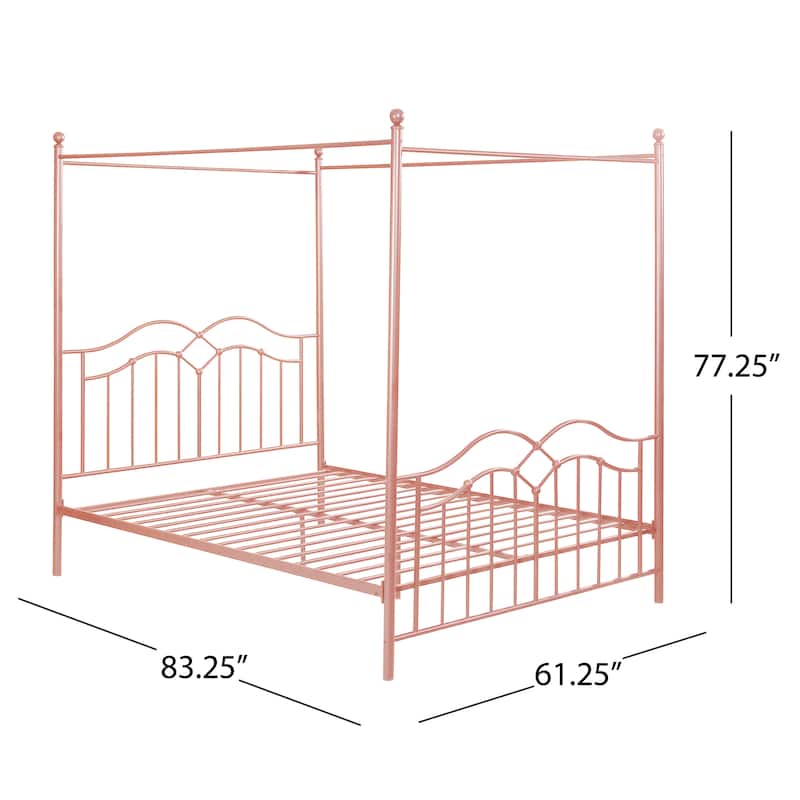 Christopher Knight Home - Voss Queen Iron Canopy Bed Frame with Four-Post Canopy Design