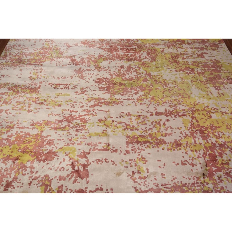 Contemporary Abstract Indian Square Rug Handmade Wool Carpet - 8'0" x 8'1"