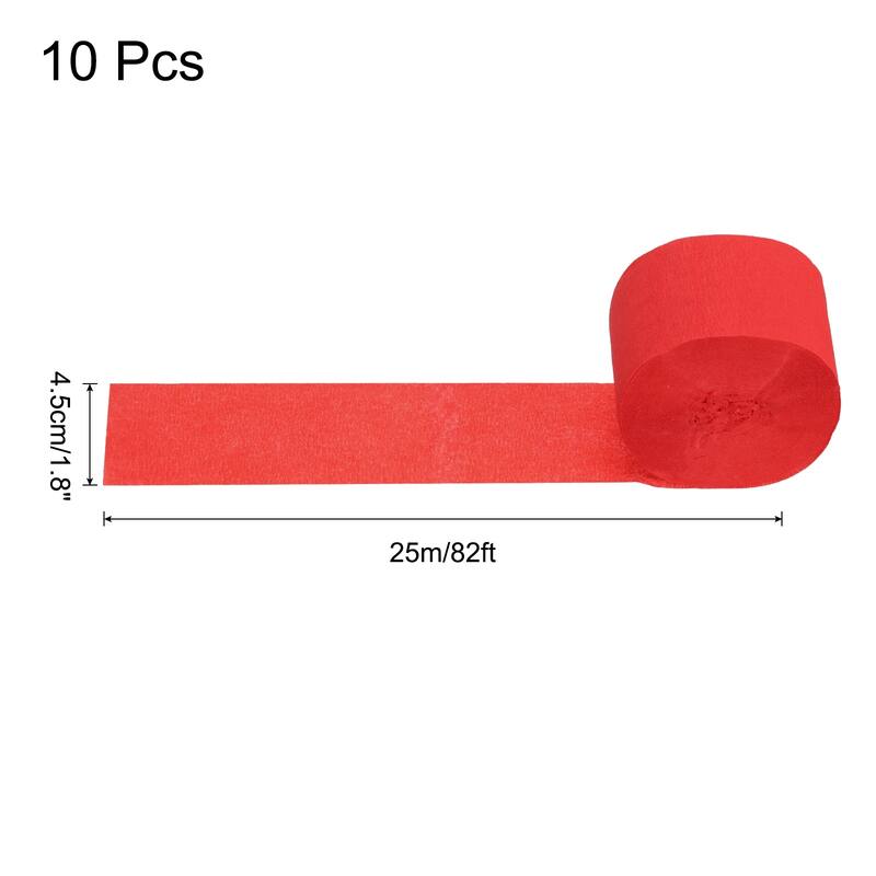 Crepe Paper Streamers 10 Rolls for Decoration - Red - 1.8 in x 82 Ft/Roll