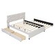 preview thumbnail 9 of 30, Linen Fabric Platform Bed with Brick Pattern Headboard, with Twin Trundle and 2 Drawers, Full Size