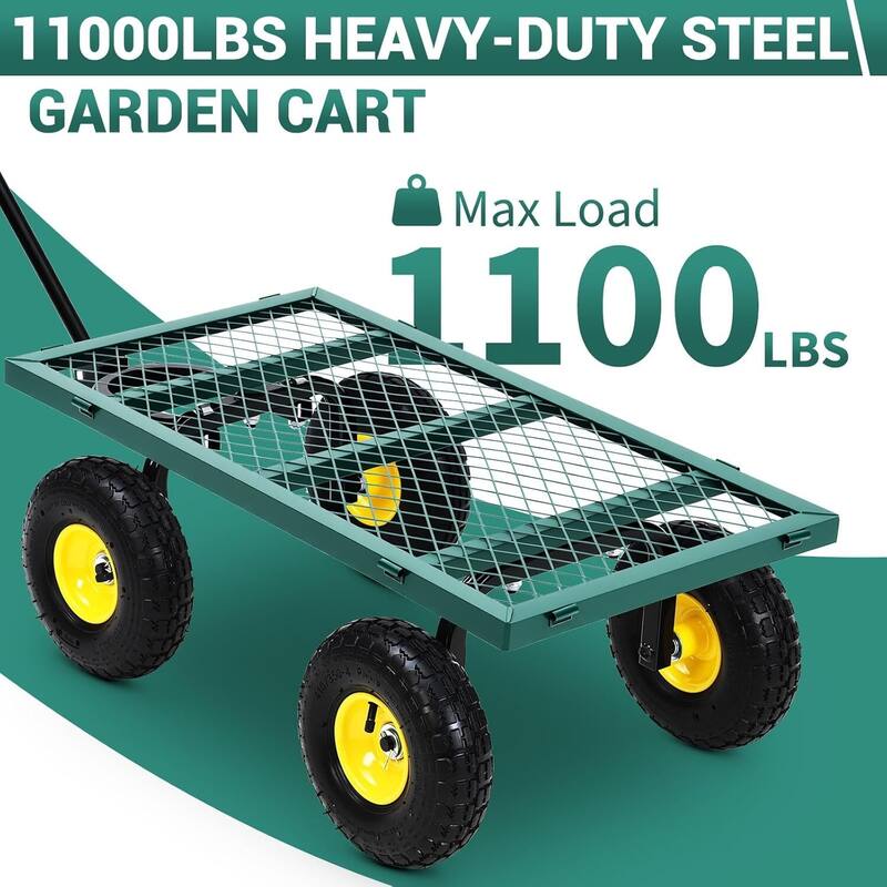 1100 Lbs Capacity Garden Wagon Carts on Wheels for Lawn Garden Yard