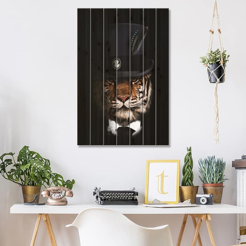 Classy Tiger Print On Wood by Wouter Rikken - Multi-Color