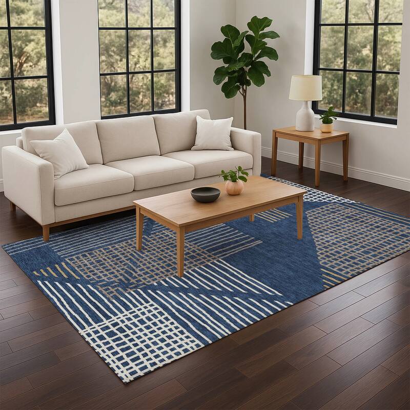 Machine Washable Indoor/ Outdoor Casual Contemporary Chantille Rug