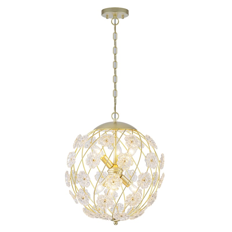 Modern 6-Light Glass Flower Globe Pendant Chandelier for Dining Room