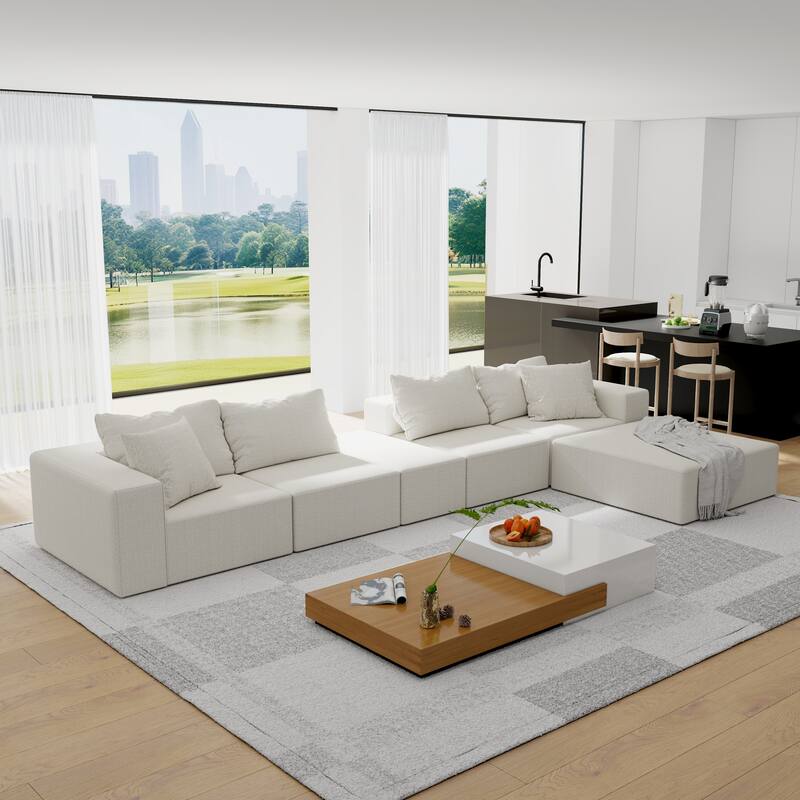 Modular L Shaped Sectional Sofa 6 Seat Convertible Cloud Couch, Free Combination