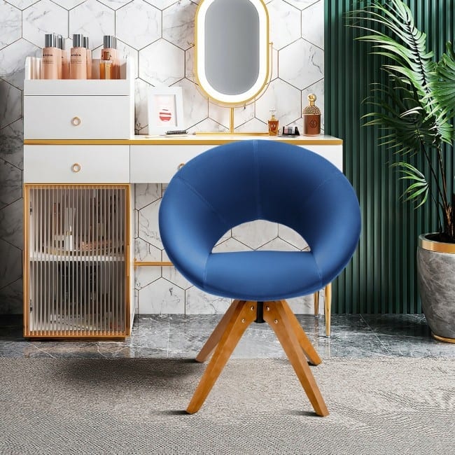 Mid Century Modern Swivel Accent Chair Fabric Velvet Armchair - 27" x 22" x 32.5" (L x W x H)