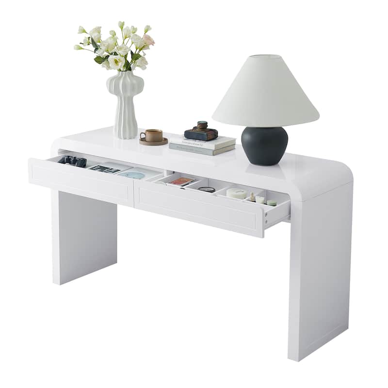Christopher Knight Home - Varenne Curved MDF Console Table with Dual-Drawer Storage