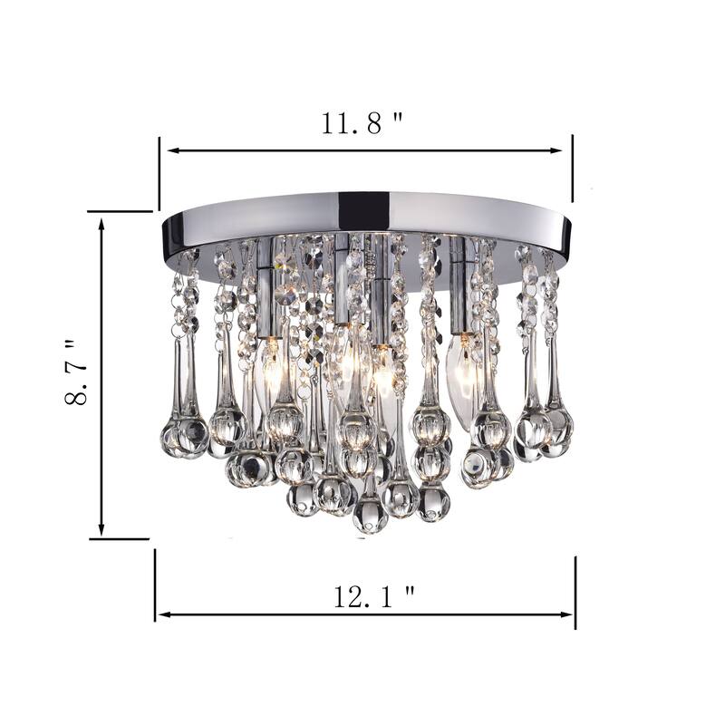 Scelene Chrome Iron and Crystals 4-light Flush Mount Light